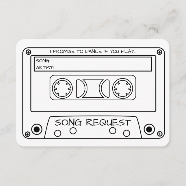 Tarjeta De Recepción Solicitud de canción de Boda de cintas de vídeo (Anverso)