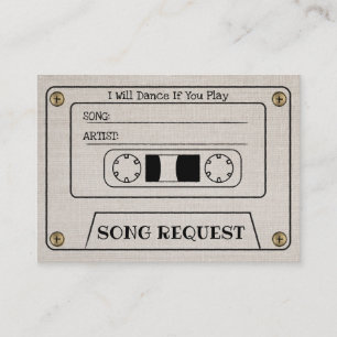 Tarjeta De Recepción Solicitud de canción de boda en casete Inserto de