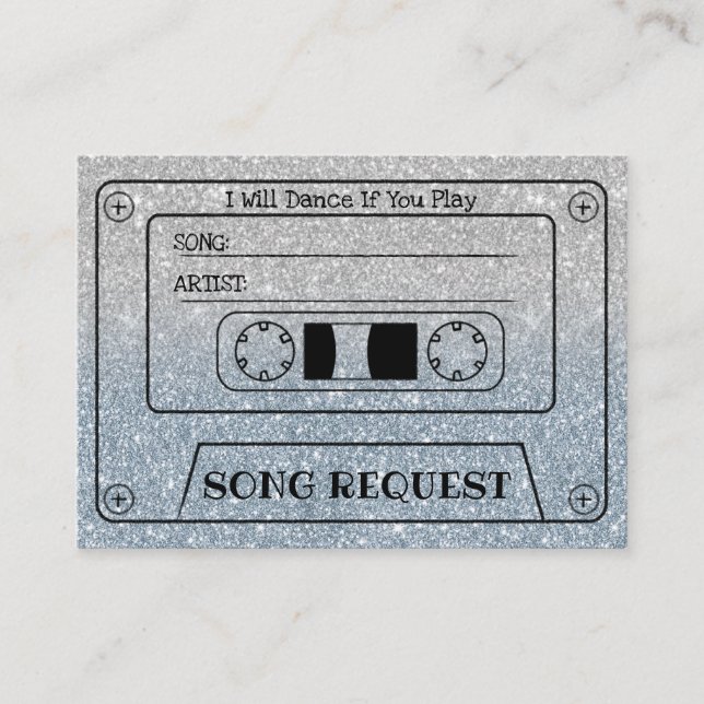 Tarjeta De Recepción Solicitud de canción de boda inserto de purpurina  (Anverso)