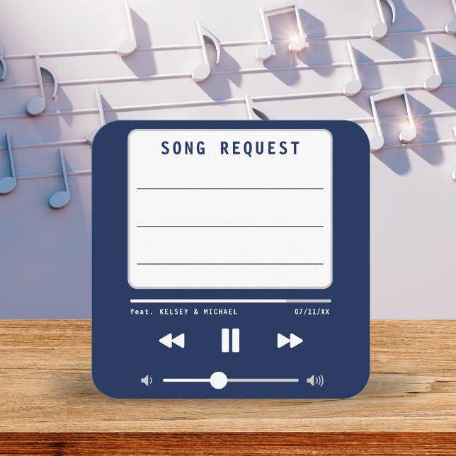 Tarjeta De Recepción Solicitud de canción de Music MP3 Player Blue Boda (Music MP3 Player Blue Wedding Song Request Enclosure Card
)