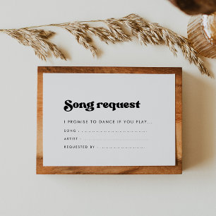 Tarjeta De Recepción Solicitud de canción retro elegante en blanco y ne