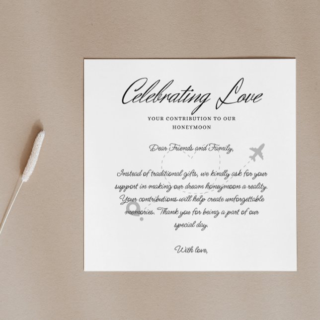 Tarjeta De Recepción Solicitud de Fondo de Viaje Código Qr Fondo de Lun (Travel Fund Request Qr Code Honeymoon Fund Enclosure Card)