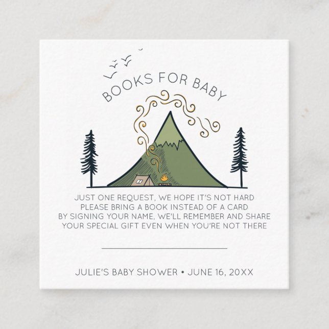 Tarjeta De Recepción Solicitud de libro | Adventure Start Baby Shower I (Anverso)