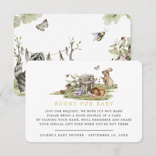 Tarjeta De Recepción Solicitud de libro | Animales de bosque de Picnic  (Anverso / Reverso)