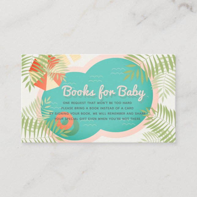 Tarjeta De Recepción Solicitud de libro Baby Shower Beige de Pool (Anverso)