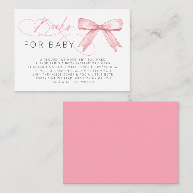 Tarjeta De Recepción Solicitud de libro Baby Shower Chica de plegado ro (Anverso / Reverso)