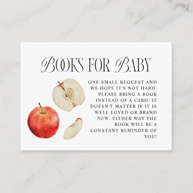 Tarjeta De Recepción Solicitud de libro Baby Shower de Apple rojo (Anverso)