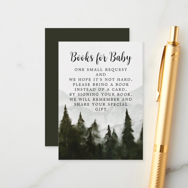 Tarjeta De Recepción Solicitud de libro Baby Shower de bosque mixto (Anverso/Reverso In Situ)