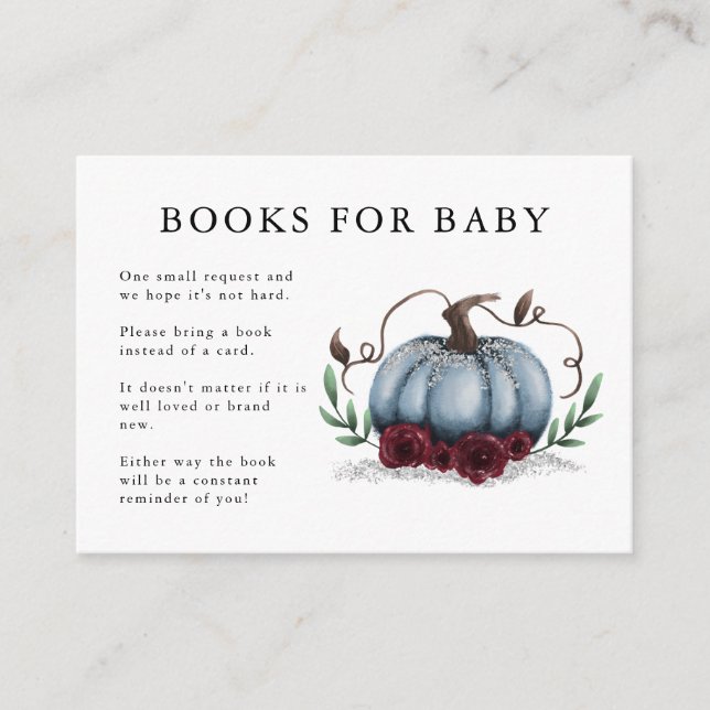 Tarjeta De Recepción Solicitud de libro Baby Shower de calabaza de plat (Anverso)