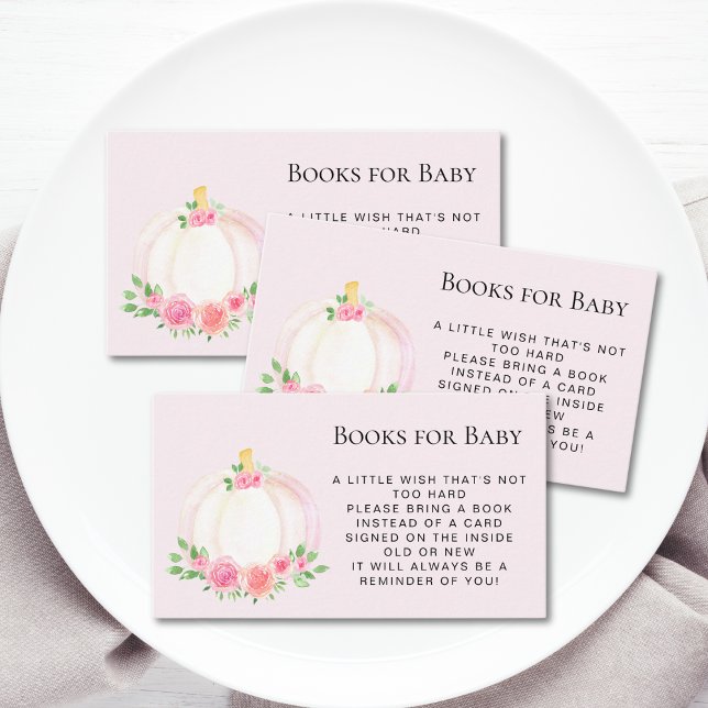 Tarjeta De Recepción Solicitud de libro Baby Shower de calabaza rosa (Subido por el creador)