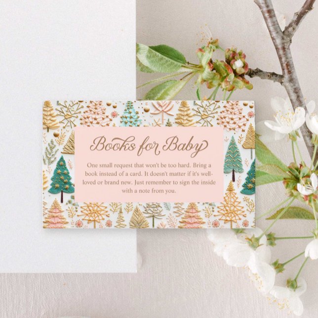 Tarjeta De Recepción Solicitud de libro Baby Shower de Chica rosa inver (Winter Girl Baby Shower Books for Baby Card )