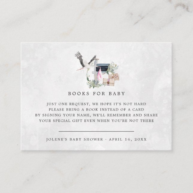 Tarjeta De Recepción Solicitud de libro | Baby Shower de entrega de alm (Anverso)