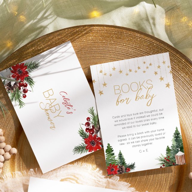 Tarjeta De Recepción Solicitud de libro Baby Shower de Navidades clásic (Subido por el creador)
