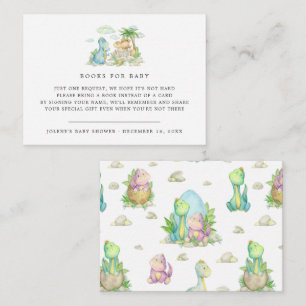 Tarjeta De Recepción Solicitud de libro   Baby Shower de pequeño dinosa