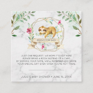 Tarjeta De Recepción Solicitud de Libro   Baby Shower de Perezoso Tropi