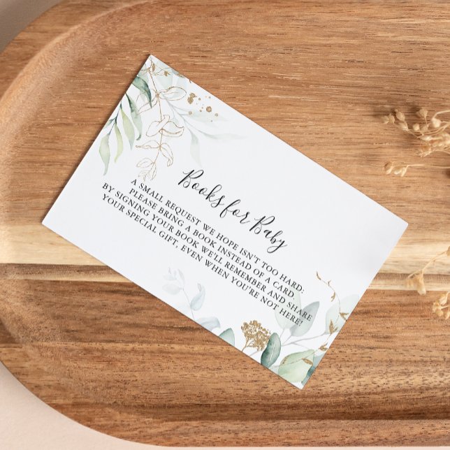 Tarjeta De Recepción Solicitud de libro Baby Shower Gold Eucalyptus (Subido por el creador)