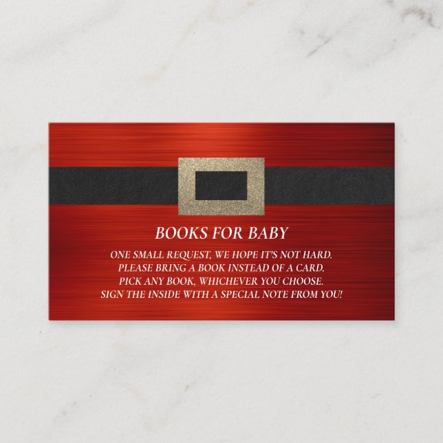 Tarjeta De Recepción Solicitud de libro Baby Shower Insertar Santa Bebé (Anverso)