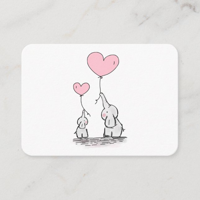 Tarjeta De Recepción Solicitud de libro Baby Shower rosa, elefante blan (Anverso)