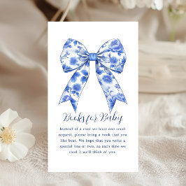 Tarjeta De Recepción Solicitud de libro | Blue Chinoiserie Bow Baby Sho