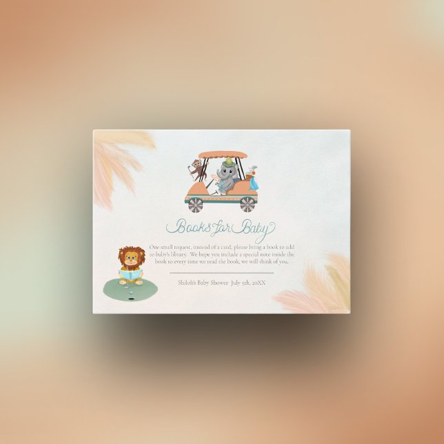 Tarjeta De Recepción Solicitud de libro Boho Baby Elephant, Mono, León (Subido por el creador)