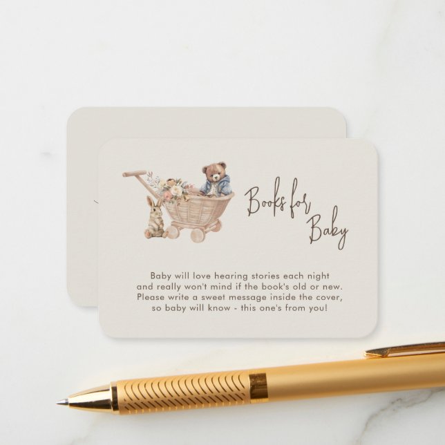 Tarjeta De Recepción Solicitud de libro Boho Neutral juguetes para bebé (Anverso/Reverso In Situ)