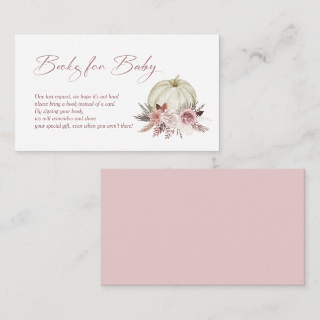 Tarjeta De Recepción Solicitud de libro Cae Pequeña Calabaza Rosa Baby  (Anverso / Reverso)
