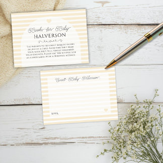 Tarjeta De Recepción Solicitud de libro de baby shower a cuadros amaril