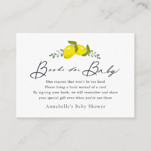 Tarjeta De Recepción Solicitud de libro de Baby Shower blanco de Lemon