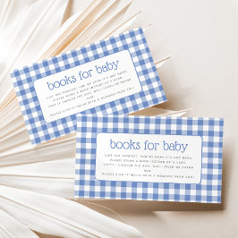 Tarjeta De Recepción Solicitud de libro de Baby Shower Blue Gingham Boy