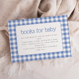 Tarjeta De Recepción Solicitud de libro de Baby Shower Blue Gingham Boy