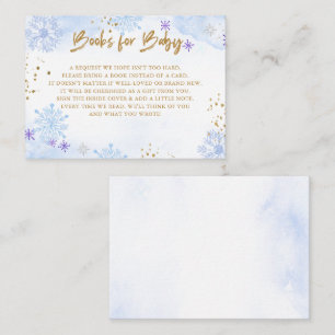 Tarjeta De Recepción Solicitud de libro de Baby Shower Blue Gold Snowfl