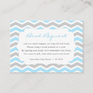 Tarjeta De Recepción Solicitud de libro de Baby Shower Blue Gray Boy