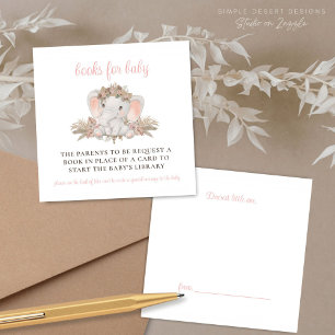 Tarjeta De Recepción Solicitud de libro de Baby Shower Boho Cute Elepha