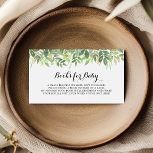 Tarjeta De Recepción Solicitud de libro de Baby Shower botánico verde