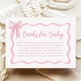 Tarjeta De Recepción Solicitud de libro de Baby Shower Bow rosa