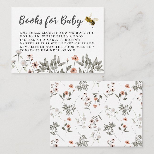 Tarjeta De Recepción Solicitud de libro de Baby Shower Bumble Bee (Anverso / Reverso)