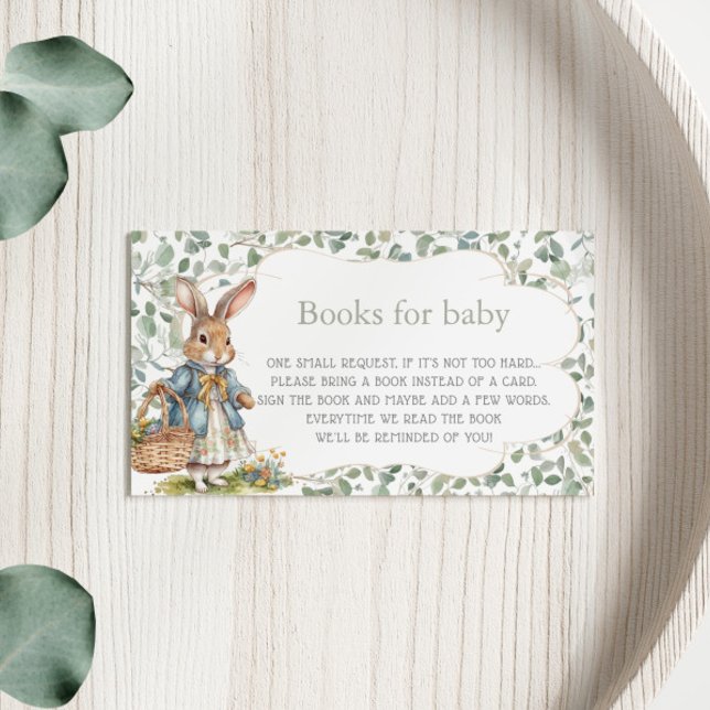 Tarjeta De Recepción Solicitud de libro de Baby Shower Bunny Chica Gree (Subido por el creador)