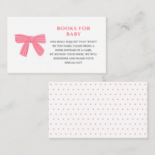 Tarjeta De Recepción Solicitud de libro de Baby Shower con arco rosa