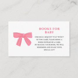 Tarjeta De Recepción Solicitud de libro de Baby Shower con arco rosa