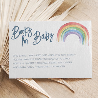 Tarjeta De Recepción Solicitud de libro de Baby Shower con arcoiris acu