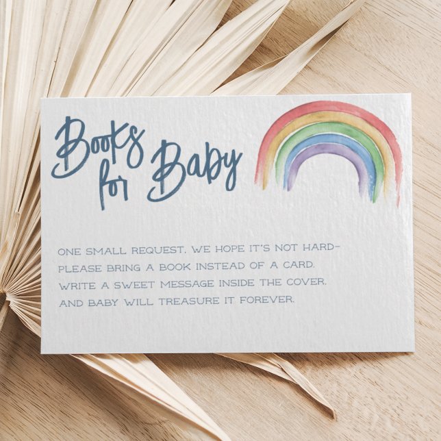 Tarjeta De Recepción Solicitud de libro de Baby Shower con arcoiris acu (Subido por el creador)