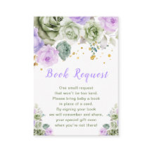 Solicitud de libro de Baby Shower con flores verde