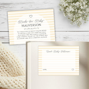Tarjeta De Recepción Solicitud de libro de baby shower con rayas amaril