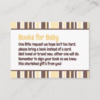 Tarjeta De Recepción Solicitud de libro de baby shower con rayas amaril