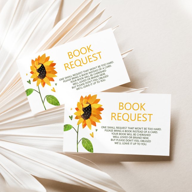 Tarjeta De Recepción Solicitud de libro de Baby Shower Cute Sunflower (Subido por el creador)