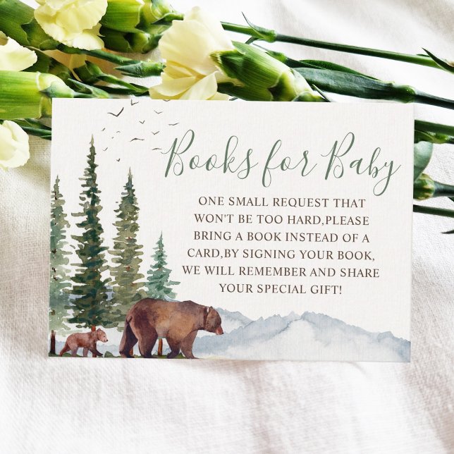Tarjeta De Recepción Solicitud de libro de Baby Shower de Bear Woodland (Subido por el creador)