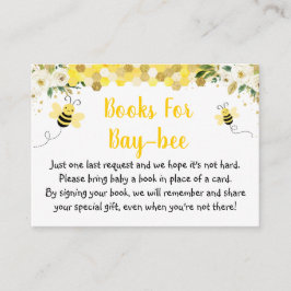 Tarjeta De Recepción Solicitud de libro de Baby Shower de Bee Gold Flor
