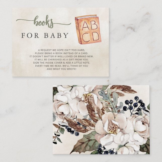 Tarjeta De Recepción Solicitud de libro de Baby Shower de Boho Neutral  (Anverso / Reverso)