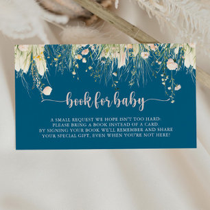 Tarjeta De Recepción Solicitud de libro de Baby Shower de Boho Wildflow