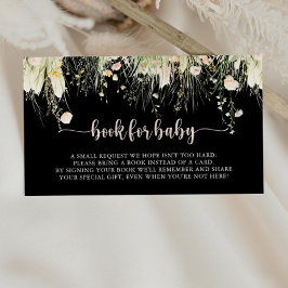 Tarjeta De Recepción Solicitud de libro de Baby Shower de Boho Wildflow